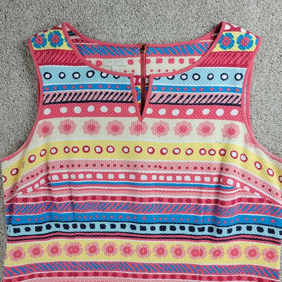 Talbots Dress 14 Pastel Textured Striped Floral Sleeveless Midi Easter Sprint - Picture 15 of 16